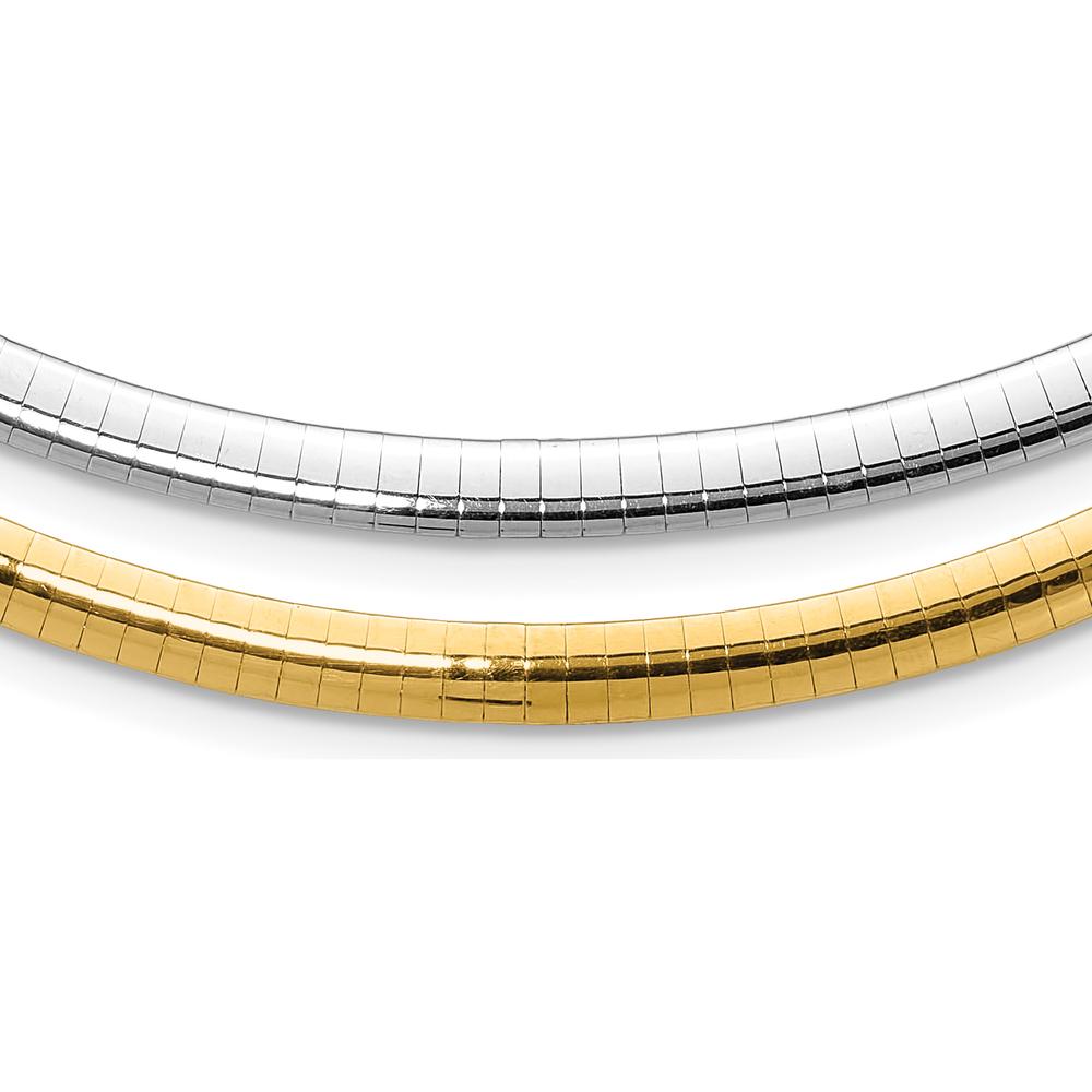 14K Two-Tone 5mm Reversible Omega Necklace with Polished Finish - 16" Length by 0