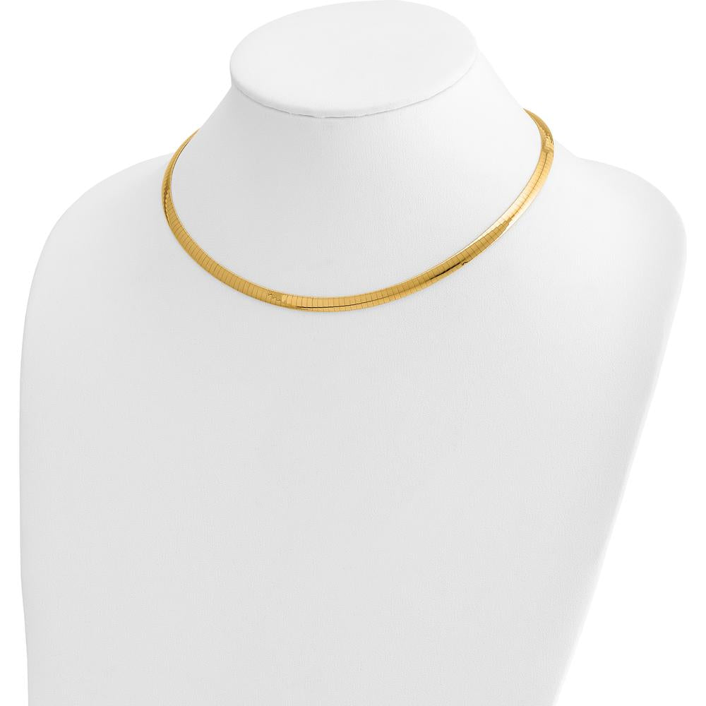 14K Two-Tone 5mm Reversible Omega Necklace with Polished Finish - 16" Length by 0