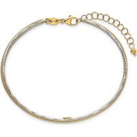 14K Two-Tone 5mm Textured Woven Flexible Bangle Bracelet with 1.25" Extender by 0