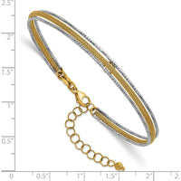 14K Two-Tone 5mm Textured Woven Flexible Bangle Bracelet with 1.25" Extender by 0