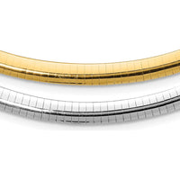 14K Two-Tone 6mm Lightweight Reversible Omega Necklace with 2" Heart Chain Extender by 0
