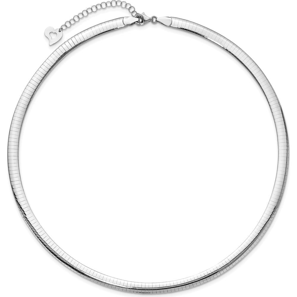 14K Two-Tone 6mm Lightweight Reversible Omega Necklace with 2" Heart Chain Extender by 0