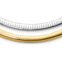 14K Two-Tone 6mm Lightweight Reversible Omega Necklace with 2-Inch Heart Chain Extender by 0