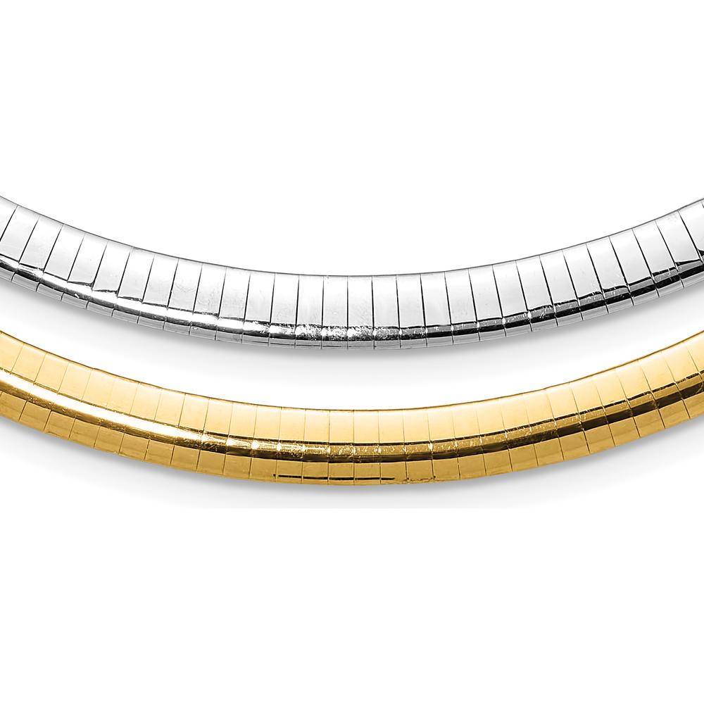 14K Two-Tone 6mm Lightweight Reversible Omega Necklace with 2-Inch Heart Chain Extender by 0