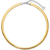 14K Two-Tone 6mm Lightweight Reversible Omega Necklace with 2-Inch Heart Chain Extender by 0
