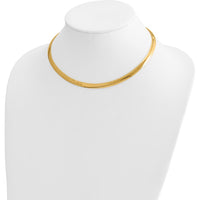 14K Two-Tone 6mm Lightweight Reversible Omega Necklace with 2-Inch Heart Chain Extender by 0