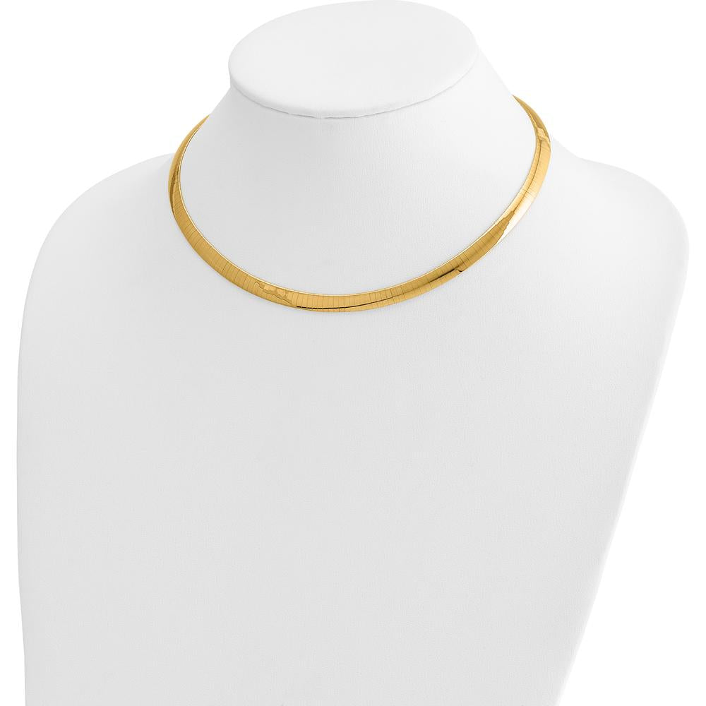 14K Two-Tone 6mm Lightweight Reversible Omega Necklace with 2-Inch Heart Chain Extender by 0
