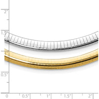 14K Two-Tone 6mm Lightweight Reversible Omega Necklace with 2-Inch Heart Chain Extender by 0