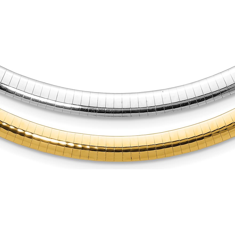 14K Two-Tone 6mm Reversible Omega Necklace - 16" Length by 0