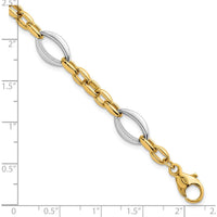 14K Two-Tone 7.25" Oval and Cable Link Bracelet with Polished Finish - 8.6mm by 0