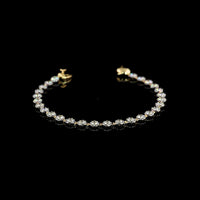14K Two Tone 7.5" Station Bracelet with 27 Round Brilliant Cut Lab Diamonds - 3.98 Carat Total Weight, E-F Color VS Clarity - Covaloro Fine Jewelry