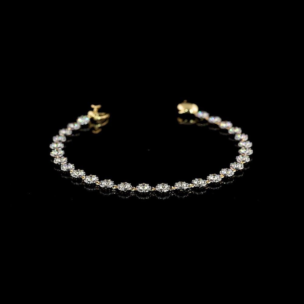 14K Two Tone 7.5" Station Bracelet with 27 Round Brilliant Cut Lab Diamonds - 3.98 Carat Total Weight, E-F Color VS Clarity - Covaloro Fine Jewelry