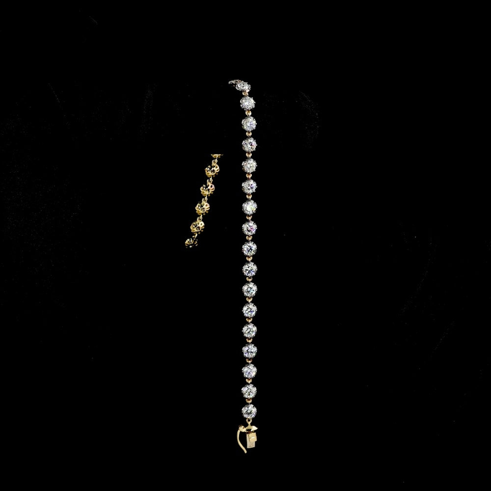 14K Two Tone 7.5" Station Bracelet with 27 Round Brilliant Cut Lab Diamonds - 3.98 Carat Total Weight, E-F Color VS Clarity - Covaloro Fine Jewelry