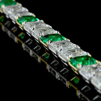 14K Two Tone 7.5" Tennis Bracelet with Asscher Cut Lab Diamonds and Baguette Accents - 33.47 Carat Total Gem Weight - Covaloro Fine Jewelry