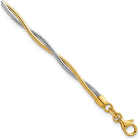 14K Two-Tone 7.5" Twisted Omega Polished Gold Bracelet by 0