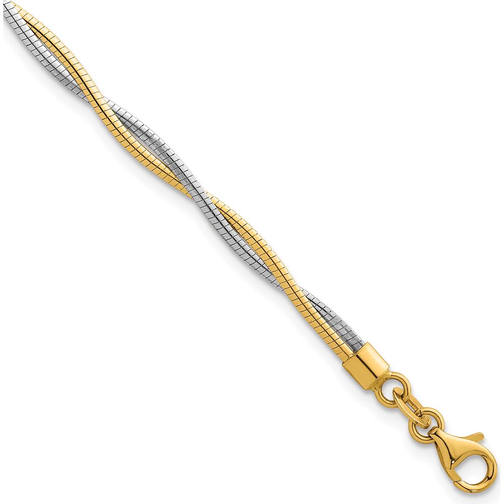 14K Two-Tone 7.5" Twisted Omega Polished Gold Bracelet by 0