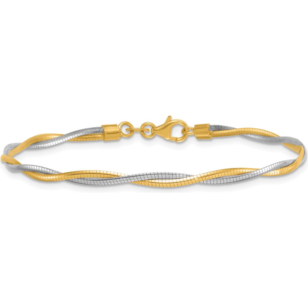 14K Two-Tone 7.5" Twisted Omega Polished Gold Bracelet by 0