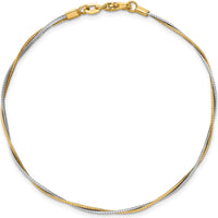 14K Two-Tone 7.5" Twisted Omega Polished Gold Bracelet by 0