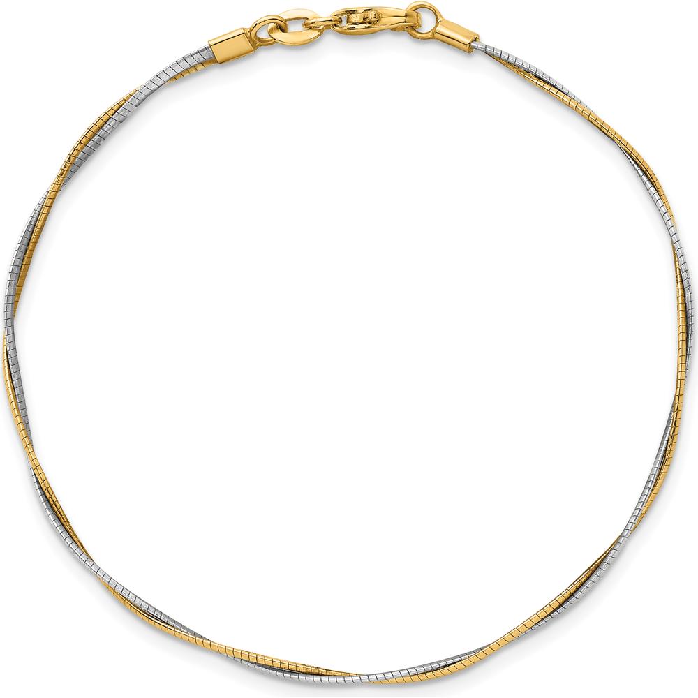 14K Two-Tone 7.5" Twisted Omega Polished Gold Bracelet by 0