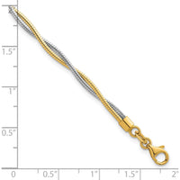 14K Two-Tone 7.5" Twisted Omega Polished Gold Bracelet by 0