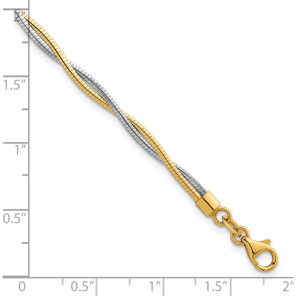 14K Two-Tone 7.5" Twisted Omega Polished Gold Bracelet by 0