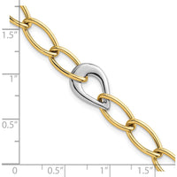 14K Two Tone 7.75" Fancy Curb Link Bracelet with Polished Teardrop Accent by 0