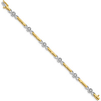 14K Two-Tone 7" Tennis Bracelet Mounting with Round Prong Set Diamonds - Holds 0.50 Carat Total Diamond Weight by Monteluci Fine Jewelry