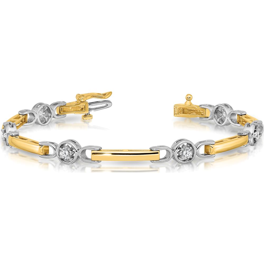 14K Two-Tone 7" Tennis Bracelet Mounting with Round Prong Set Diamonds - Holds 0.50 Carat Total Diamond Weight by Monteluci Fine Jewelry