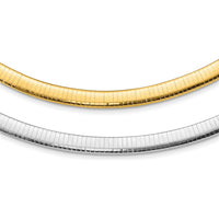 14K Two-Tone 8mm Lightweight Reversible Omega Necklace with 2" Heart Chain Extender by 0