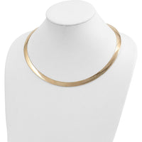 14K Two-Tone 8mm Lightweight Reversible Omega Necklace with 2" Heart Chain Extender by 0
