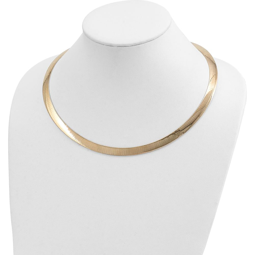 14K Two-Tone 8mm Lightweight Reversible Omega Necklace with 2" Heart Chain Extender by 0
