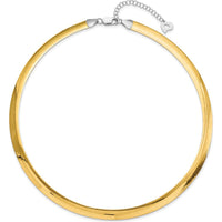 14K Two-Tone 8mm Lightweight Reversible Omega Necklace with 2" Heart Chain Extender by 0