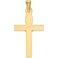 14K Two-Tone and White Rhodium Crucifix Pendant with Textured Finish - 48mm Length by Oro Pregiato
