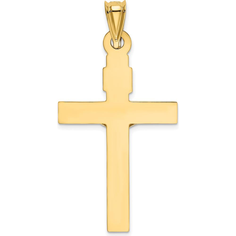 14K Two-Tone and White Rhodium Crucifix Pendant with Textured Finish - 48mm Length by Oro Pregiato