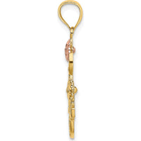 14K Two-Tone and White Rhodium "I LOVE YOU" Charm with Floral Accents by Oro Pregiato