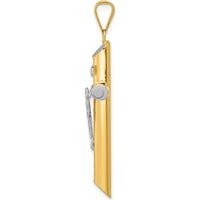 14K Two-Tone and White Rhodium Inri Crucifix Pendant - 44mm Length, 25mm Width by Oro Pregiato