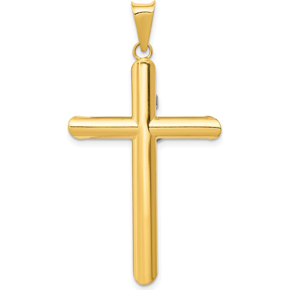14K Two-Tone and White Rhodium Inri Crucifix Pendant - 44mm Length, 25mm Width by Oro Pregiato