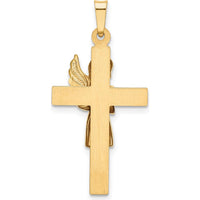 14K Two-Tone Angel and Cross Pendant - 33mm Length, 17mm Width, Die-Struck Design by Oro Pregiato