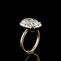 14K Two Tone Antique Cushion Cut Lab Diamond Solitaire Ring - 7.20 Carat Total Weight, E-F Color, VVS2 Clarity, IGI Certified - Covaloro Fine Jewelry