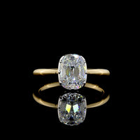 14K Two Tone Antique Cushion Solitaire Ring with IGI Certified Lab Diamond - 1.53 Carat D VS1 - Covaloro Fine Jewelry