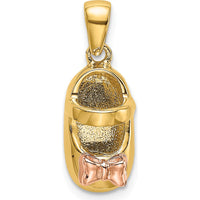 14K Two-Tone Baby Shoe Charm with Bow Pendant - 12.73mm Length by Oro Pregiato