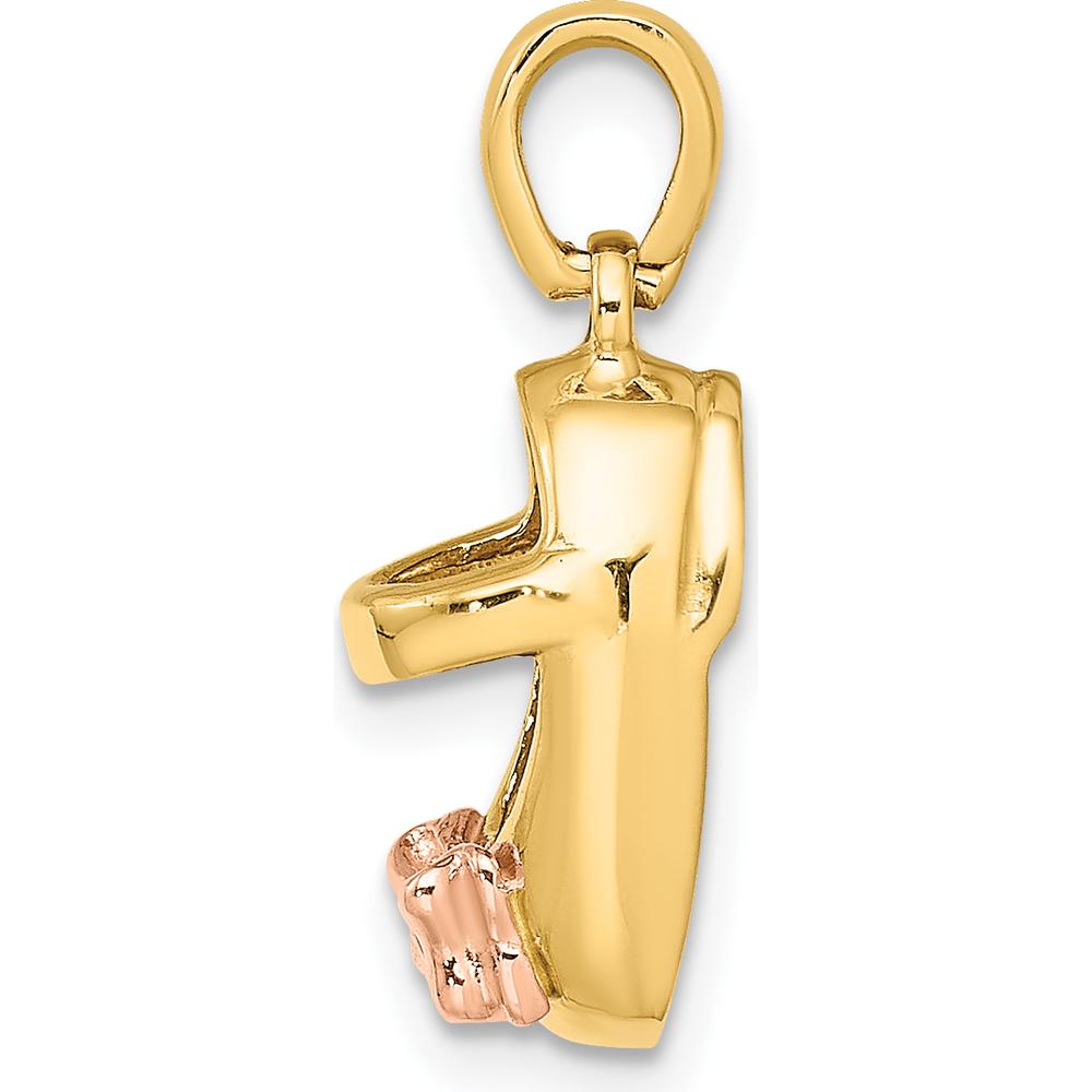14K Two-Tone Baby Shoe Charm with Bow Pendant - 12.73mm Length by Oro Pregiato
