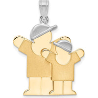 14K Two-Tone Big Boy and Little Boy Engravable Love Charm Pendant by Oro Pregiato
