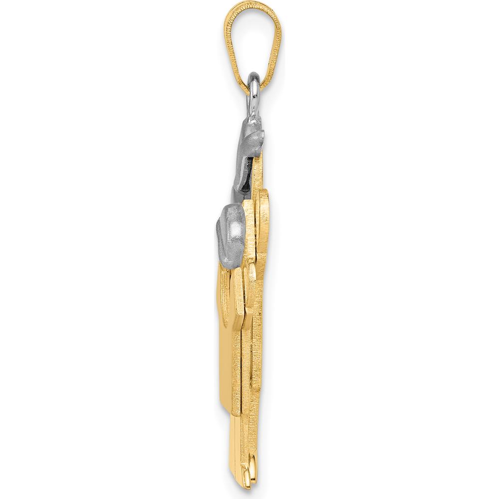 14K Two-Tone Big Boy and Little Boy Engravable Love Charm Pendant by Oro Pregiato