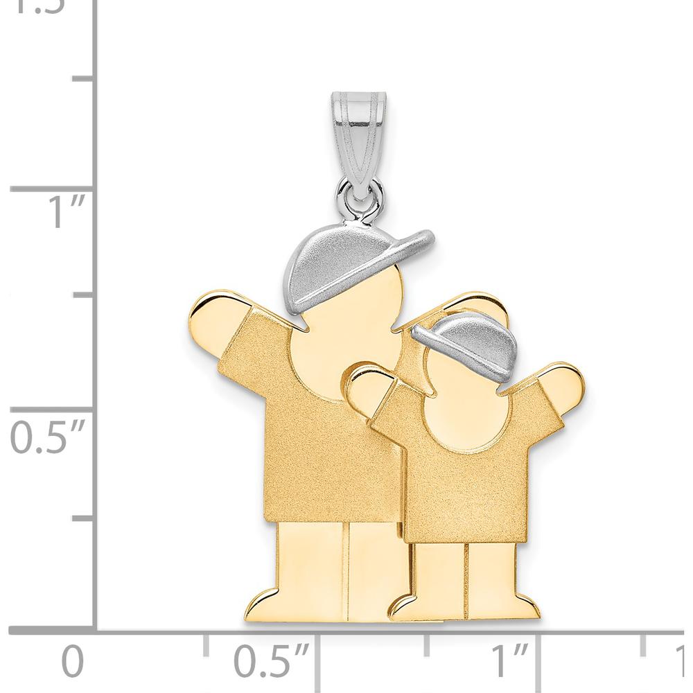 14K Two-Tone Big Boy and Little Boy Engravable Love Charm Pendant by Oro Pregiato