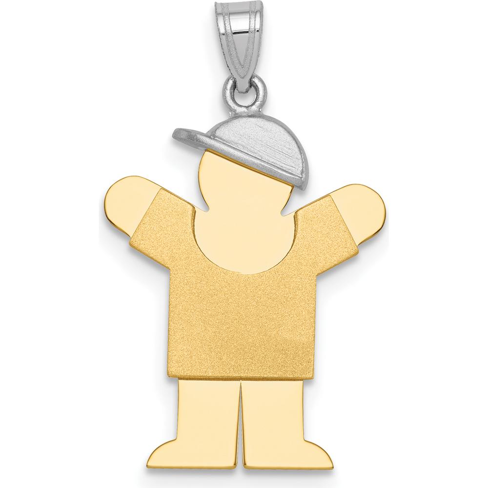 14K Two-Tone Boy with Hat Engravable Love Charm - 25mm by Oro Pregiato