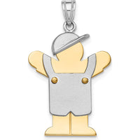 14K Two-Tone Boy with Hat Engravable Love Charm - 30mm Length by Oro Pregiato