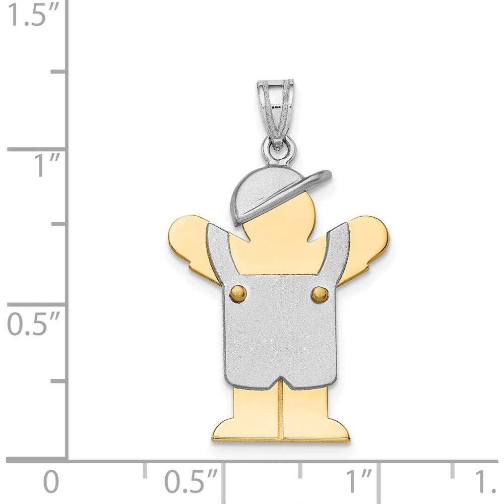 14K Two-Tone Boy with Hat Engravable Love Charm - 30mm Length by Oro Pregiato