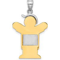 14K Two-Tone Boy with Hat Engravable Love Charm - 30mm Length by Oro Pregiato