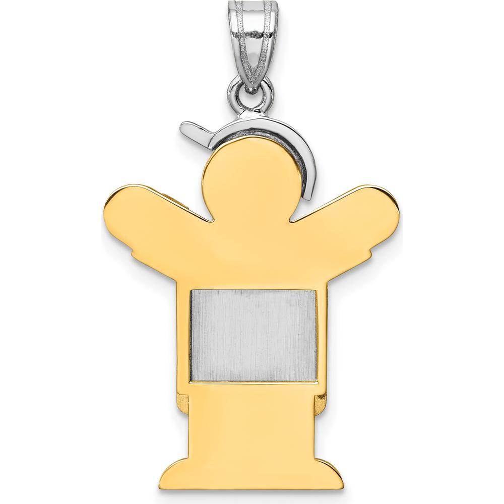 14K Two-Tone Boy with Hat Engravable Love Charm - 30mm Length by Oro Pregiato